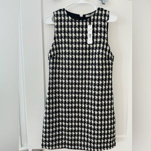 Alice + Olivia Black and White Tweed Patterned Sleeveless Dress